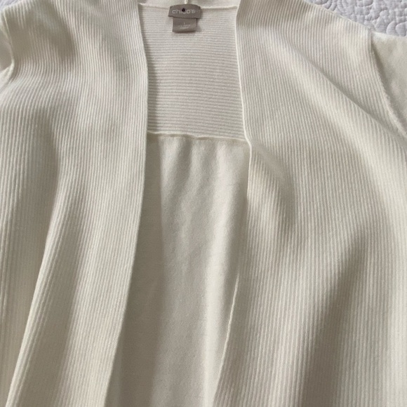 Chico's Open Front Cardigan Cream Long Sleeve Lightweight Size Medium - Picture 5 of 11